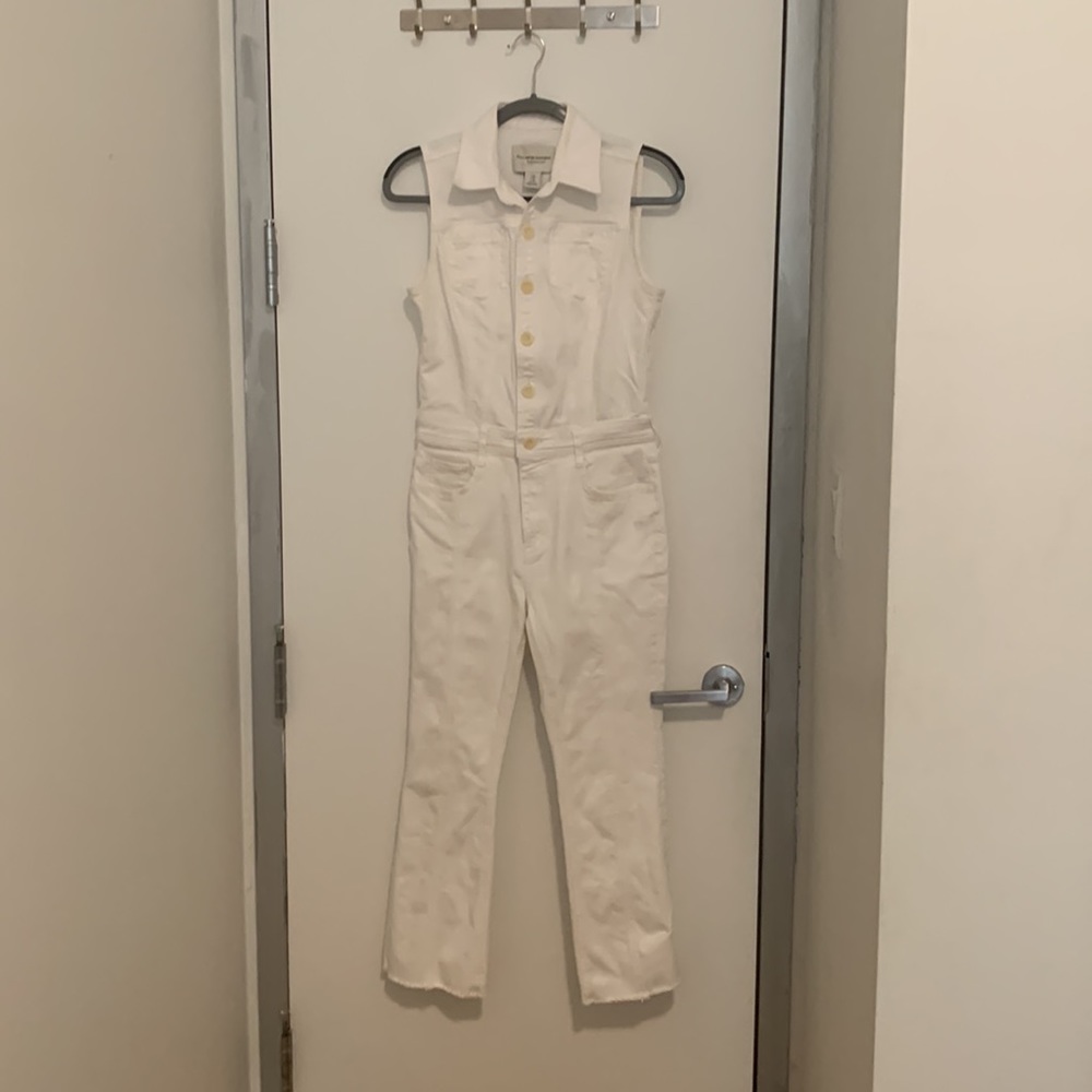 Pilcro by Anthropologie White Denim Jumpsuit / Boilersuit in US 6
